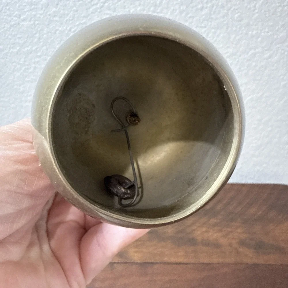 Vintage Brass Apple Bell with Nice Patina and Ring Tone